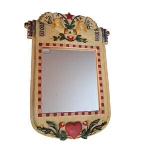 Vtg Kathy Killip for Demdaco Angel Floral Framed Mirror Wall Hanging 13x9 READ